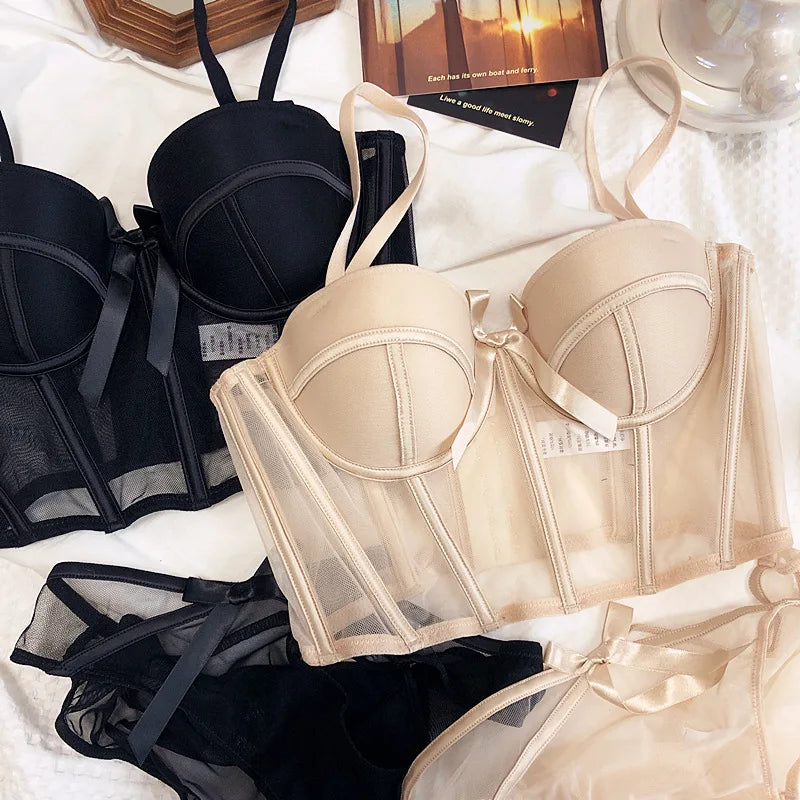 Conjunto Lingerie Corset Lune com Bojo Meia-Taça e Calcinha