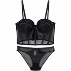 Conjunto Lingerie Corset Lune com Bojo Meia-Taça e Calcinha