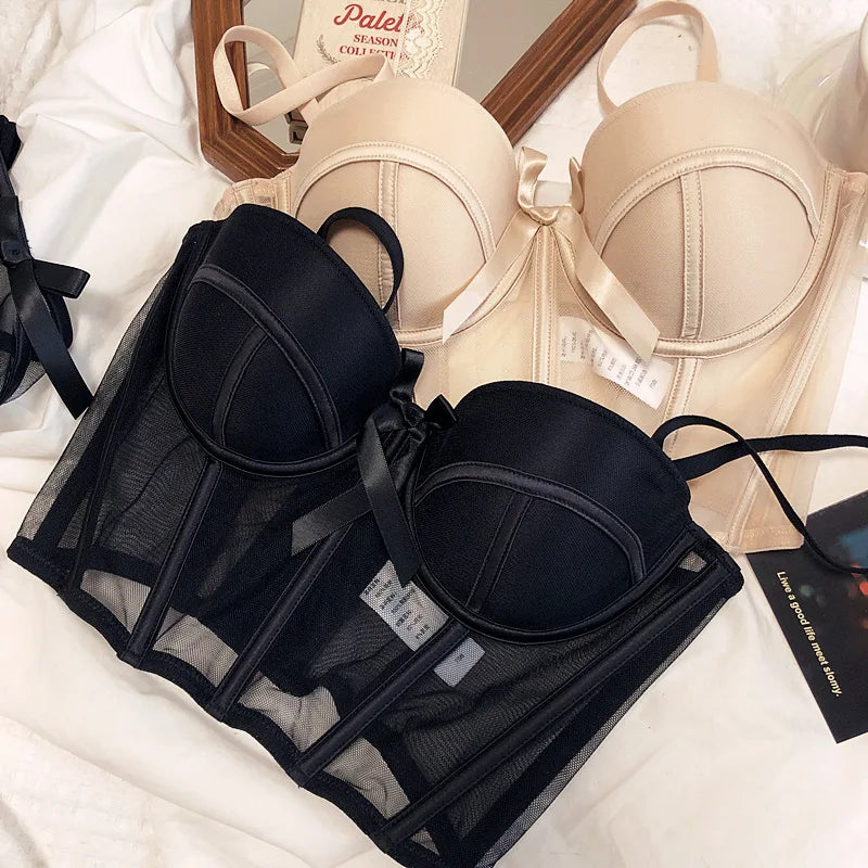 Conjunto Lingerie Corset Lune com Bojo Meia-Taça e Calcinha