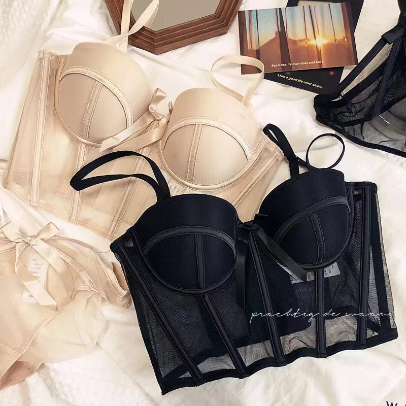 Conjunto Lingerie Corset Lune com Bojo Meia-Taça e Calcinha