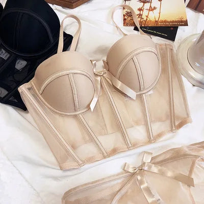 Conjunto Lingerie Corset Lune com Bojo Meia-Taça e Calcinha