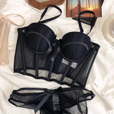 Conjunto Lingerie Corset Lune com Bojo Meia-Taça e Calcinha