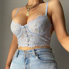 Top Cropped Luiza – Renda Sensual com Alça Fina e Bojo Vintage