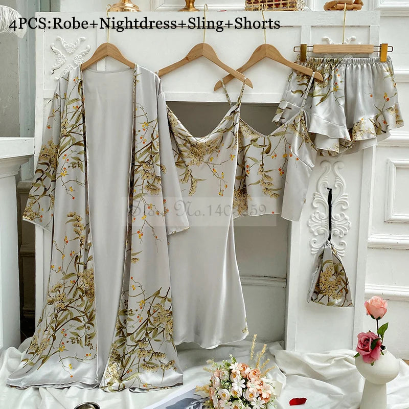 Conjunto Beatriz – 4 Peças em Cetim Floral