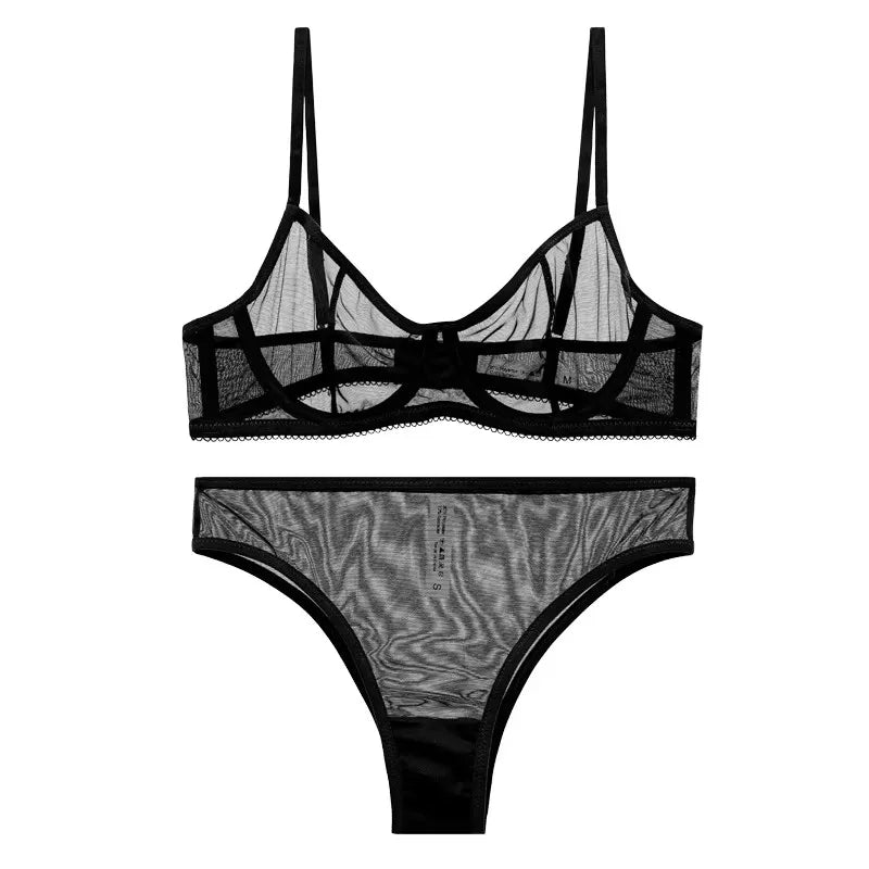 Conjunto de Lingerie Clara – Transparência e Delicadeza em Tule