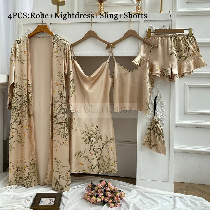 Conjunto Beatriz – 4 Peças em Cetim Floral