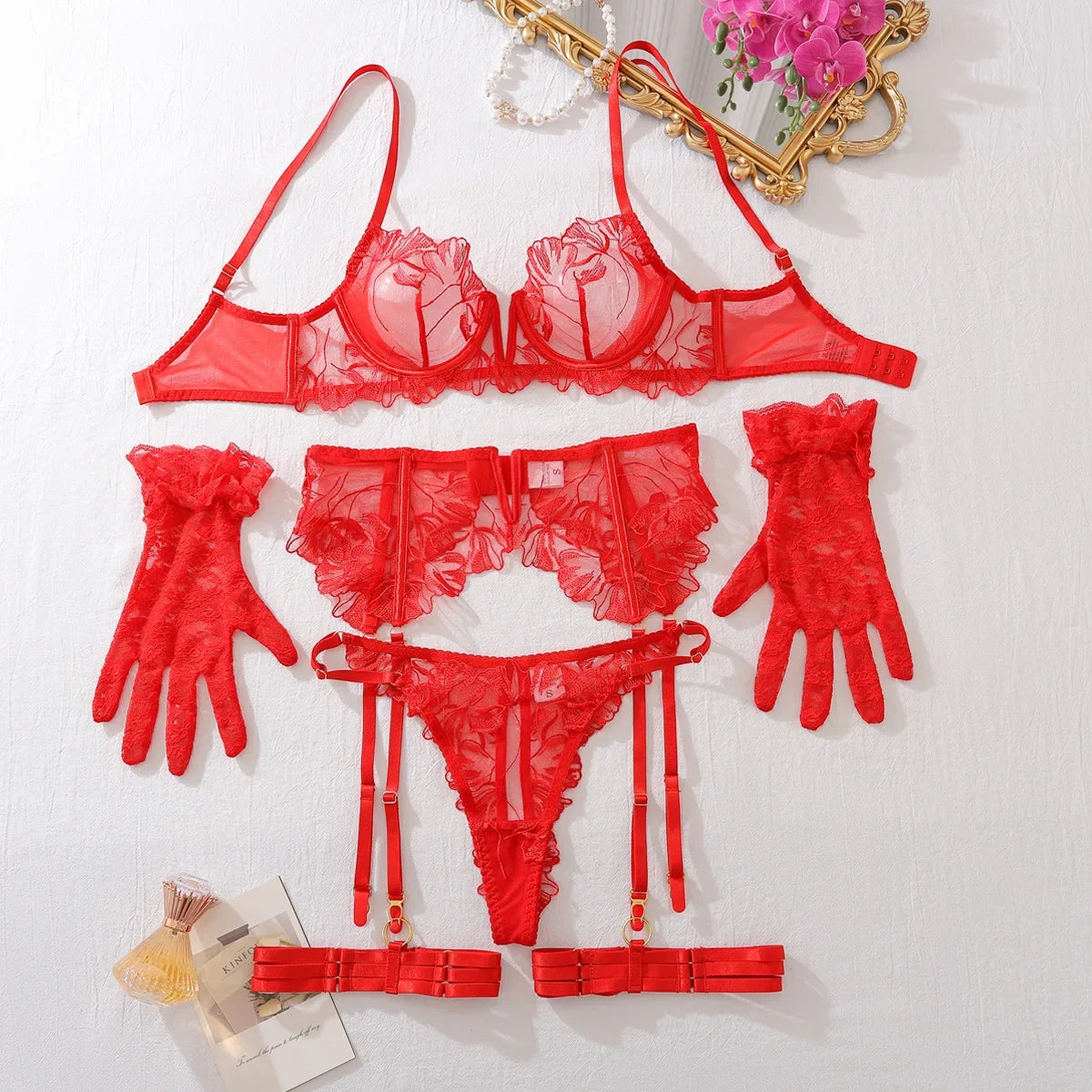 Lingerie Firenze – Renda, Transparência e Cinta-Liga