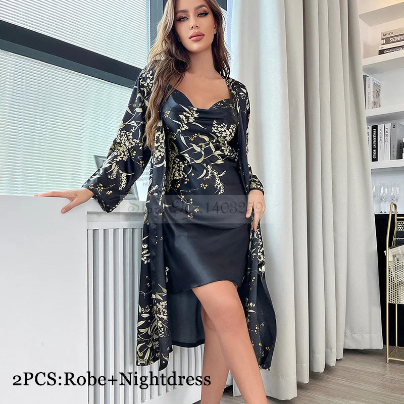 Conjunto Beatriz – 4 Peças em Cetim Floral