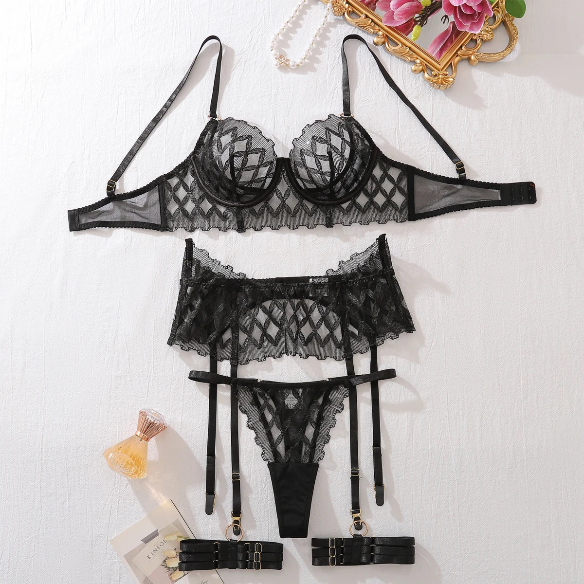 Conjunto Seduction Noir — Lace Premium
