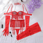 Conjunto Illusion Noir com Franjas
