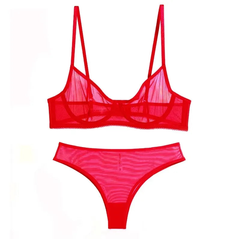Conjunto de Lingerie Clara – Transparência e Delicadeza em Tule