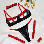 Conjunto de Lingerie Natasha – 4 Peças Ousadas para Sedução Completa