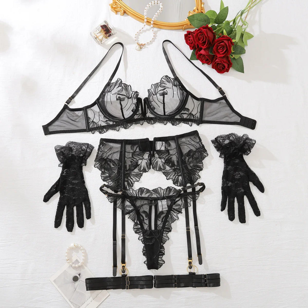 Lingerie Firenze – Renda, Transparência e Cinta-Liga