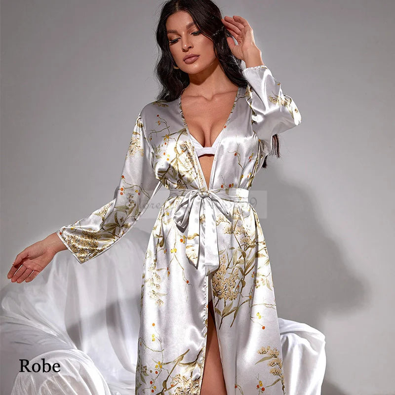 Conjunto Beatriz – 4 Peças em Cetim Floral