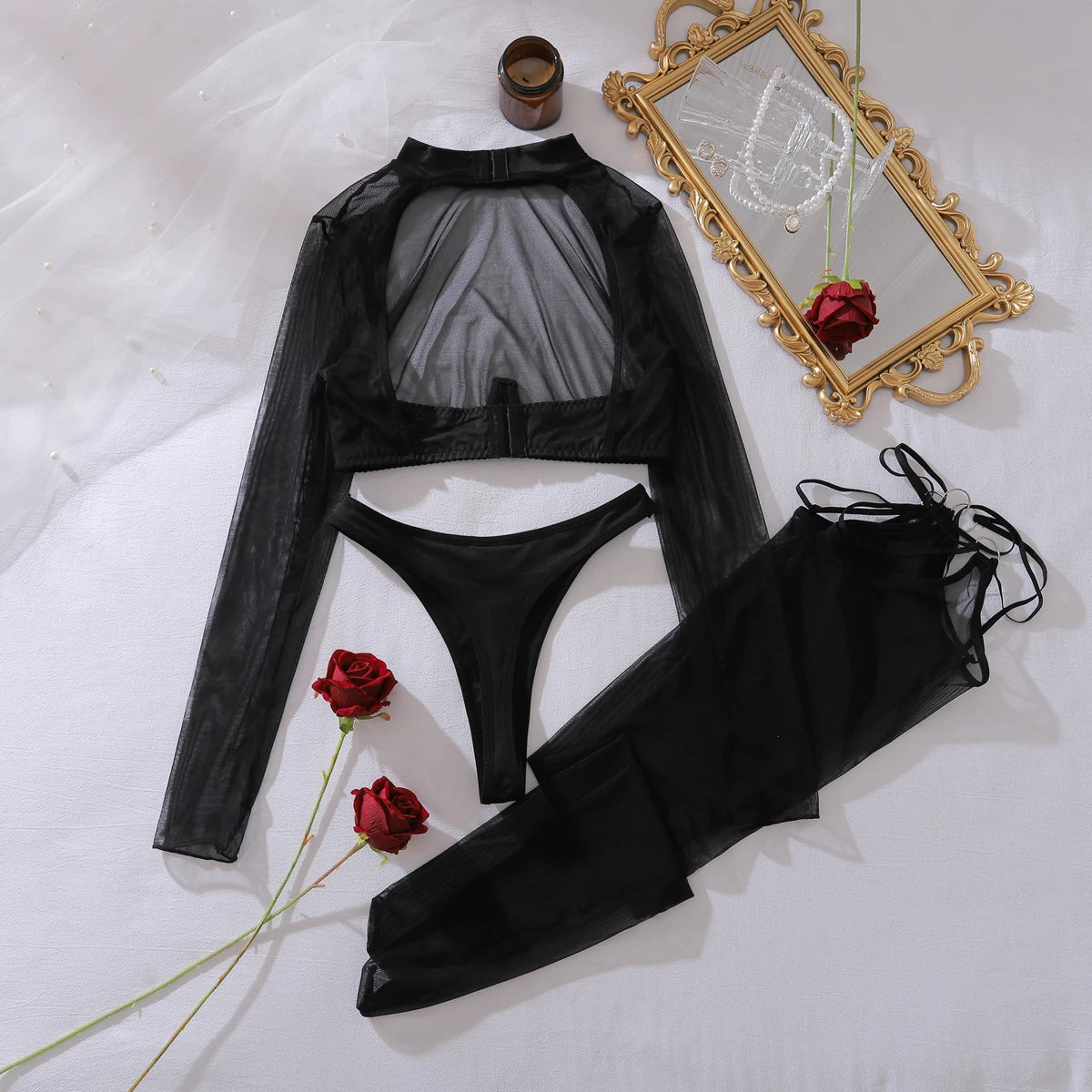 Conjunto Rubi – Top Segunda Pele com Meias e Calcinha