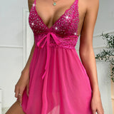 Camisola Stella – Mini Dress Sexy com Renda, Transparência e Strass