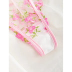 Conjunto Rosé Bloom – Lingerie Bordada Transparente com Toque Romântico