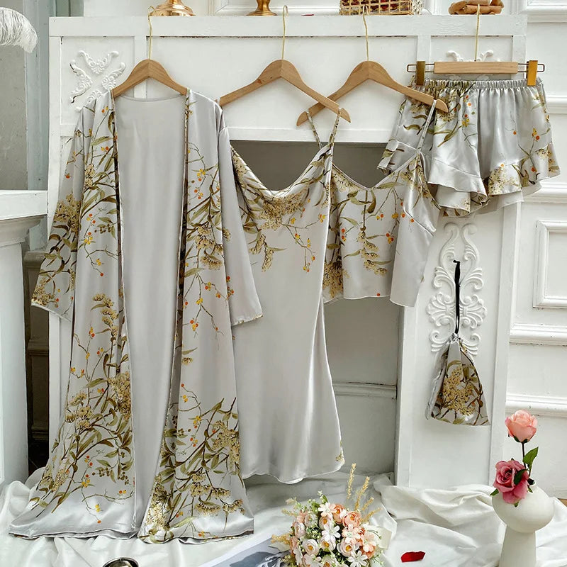 Conjunto Beatriz – 4 Peças em Cetim Floral