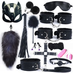 Kit BDSM Cauda de Raposa com Máscara e Plug Anal – Fantasia Sensual com Algemas e Chicote | Fetiche & Dominação