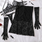 Conjunto Paris Allure – Quatro Peças em Renda Transparente