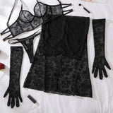 Conjunto Paris Allure – Quatro Peças em Renda Transparente