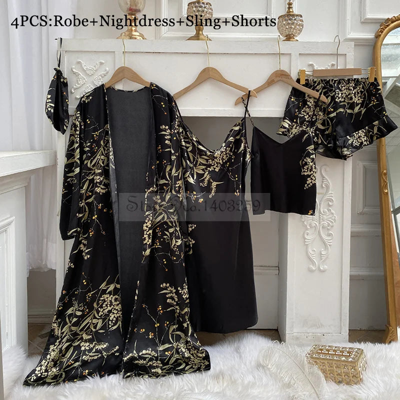 Conjunto Beatriz – 4 Peças em Cetim Floral