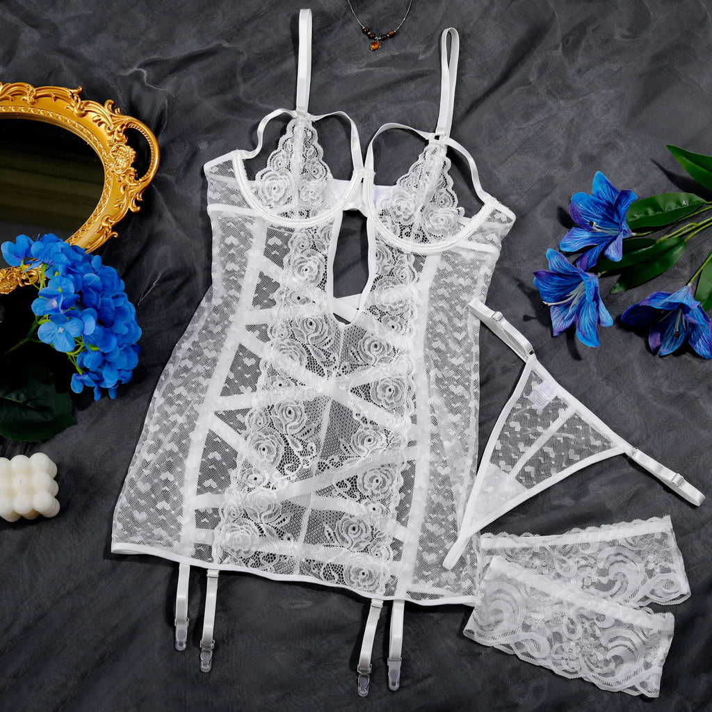 Conjunto Valentina em Renda com Ligas