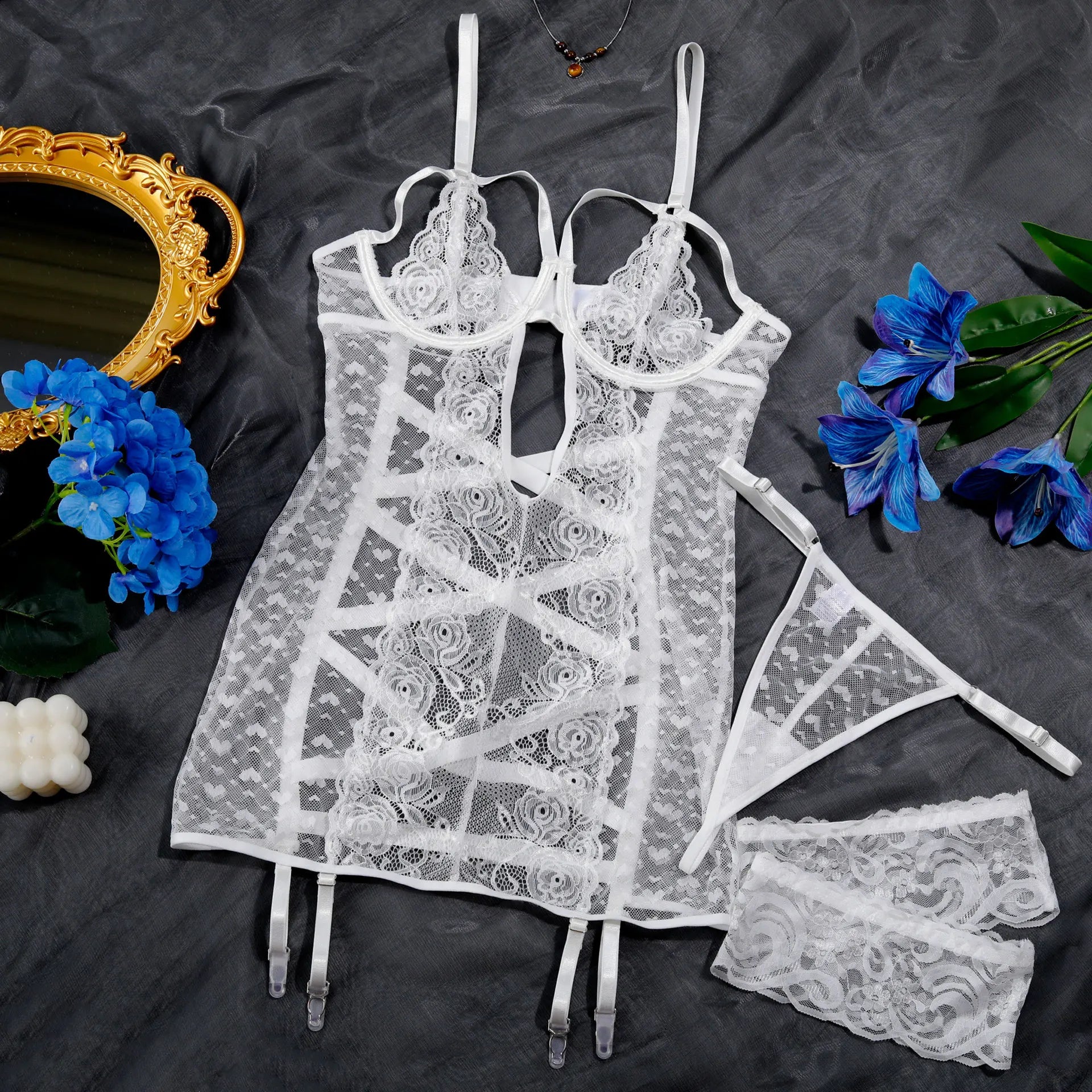 Conjunto Valentina em Renda com Ligas