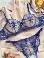 Conjunto Isadora – Lingerie Sexy com Renda Floral e Transparência Elegante