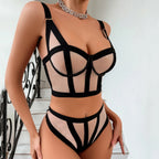 Conjunto Sensual Kenia – Lingerie 2 Peças com Transparência, Bojo Estruturado e Cintura Alta