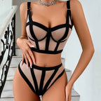 Conjunto Sensual Kenia – Lingerie 2 Peças com Transparência, Bojo Estruturado e Cintura Alta