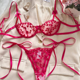 Conjunto Butterfly Kiss – Lingerie Sexy Bordada com Laços e Detalhes Românticos