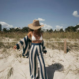 Conjunto Tricot Riviera — Listrado Premium (Cardigan + Calça Wide Leg)