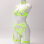 Conjunto Saphira – Lingerie Erótica com Renda Bordada, Tiras Ajustáveis e Cinta Liga Sexy