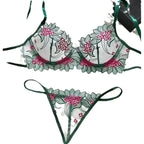 Conjunto Lívia – Lingerie Bordada em Tule Transparente com Estilo Europeu