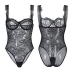 Body Lua – Renda Transparente com Decote Profundo e Costas Abertas