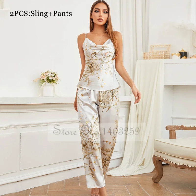 Conjunto Beatriz – 4 Peças em Cetim Floral