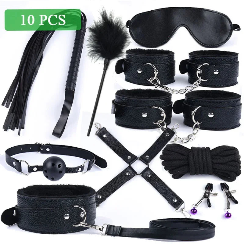 Kit BDSM Cauda de Raposa com Máscara e Plug Anal – Fantasia Sensual com Algemas e Chicote | Fetiche & Dominação