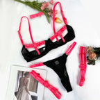 Conjunto de Lingerie Natasha – 4 Peças Ousadas para Sedução Completa