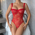 Body Lua – Renda Transparente com Decote Profundo e Costas Abertas