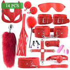 Kit BDSM Cauda de Raposa com Máscara e Plug Anal – Fantasia Sensual com Algemas e Chicote | Fetiche & Dominação